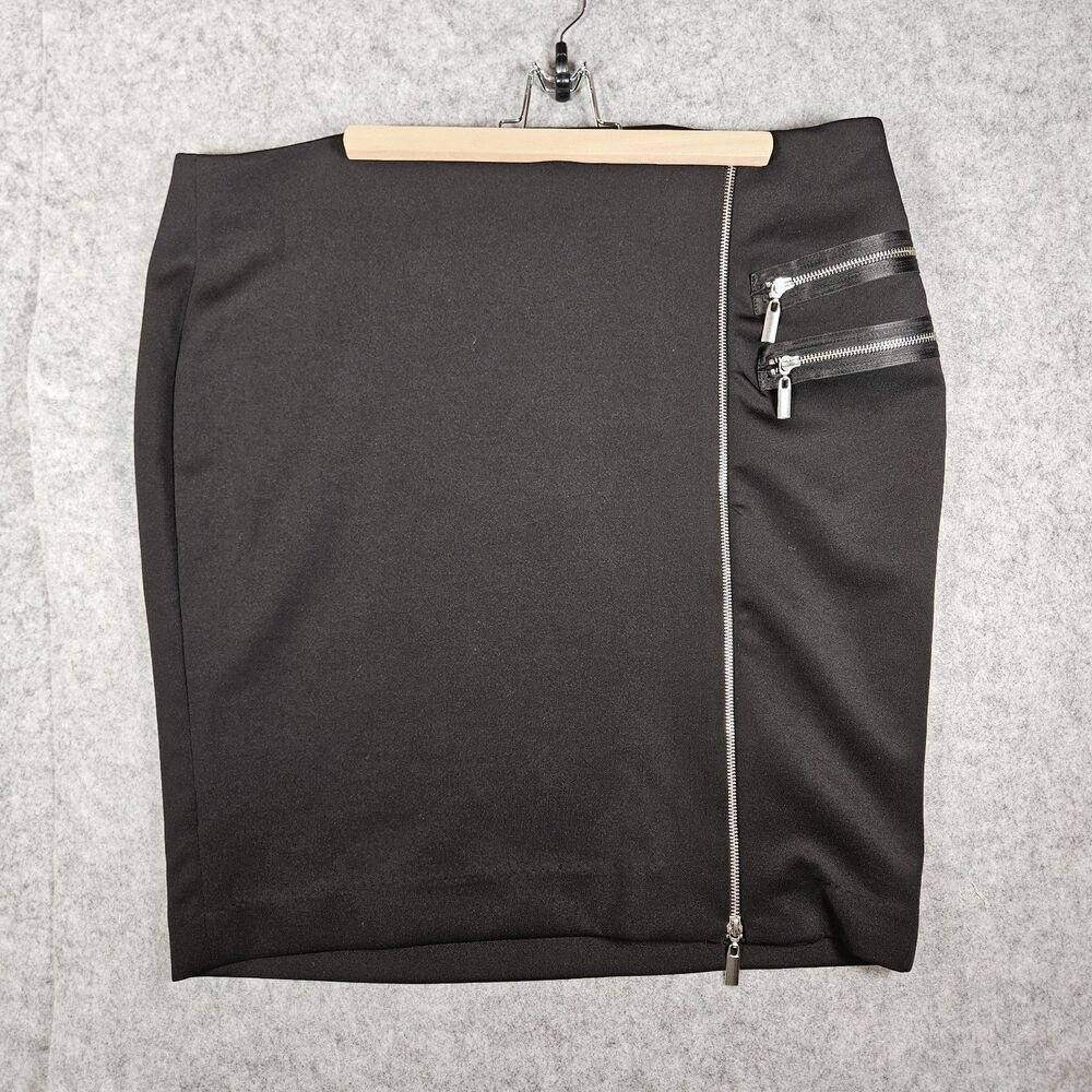 Mynt 1792 Womens Black Zipper Hardware Pencil Skirt Biker Goth Metal Size 16W